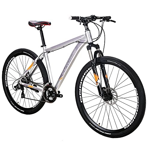 Mountain Bike : Eurobike X9 Mountain Bike, 21 Speed Bikes for Men, 29 Inch Mountain Bicycle for Women, Dual Disc Brake Lightweight Aluminum Adult MTB Bike (X9 Silver-32 Spoke)