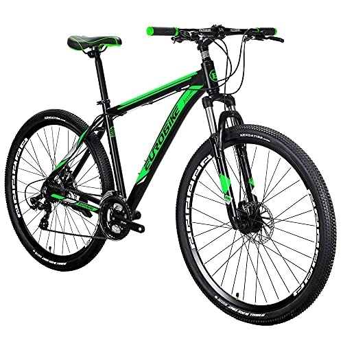 Mountain Bike : Eurobike X9 Mountain Bike, 21 Speed Bikes for Men, 29 Inch MTB Bicycle for Women, Dual Disc Brake Lightweight Aluminum Adult Bike (X9 Green-32 Spoke)