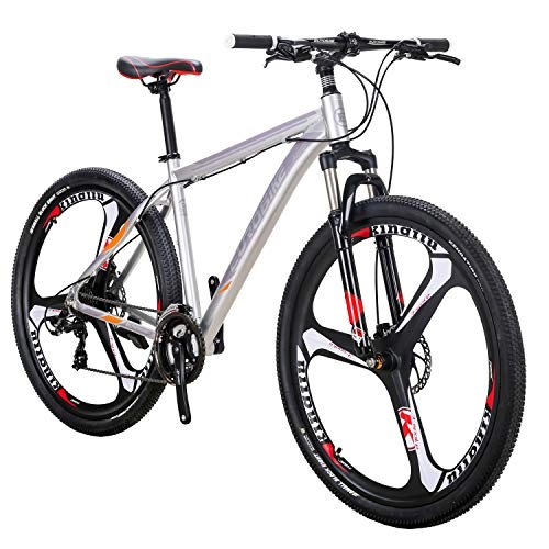 Mountain Bike : Eurobike X9 Mountain Bike, 29 Inches Large Adult Mens Aluminum Mountain Bike, 21 Speed Mountain Bicycle for Women， Silver