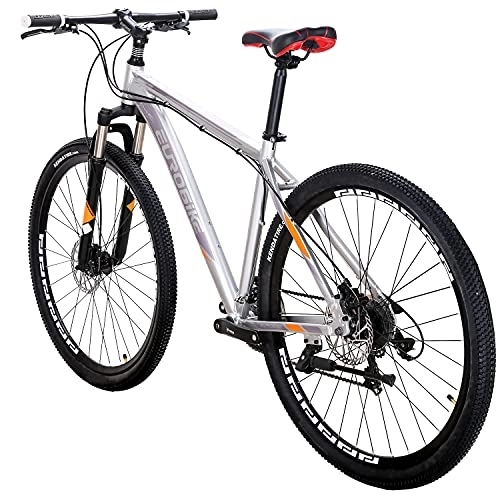 Mountain Bike : Eurobike YH-X9 Mountain Bike for Mens, 29 Inch Aluminum Frame Mountain bikes, 21 Speed, Dual Disc Brakes, Front Suspension, 29er Mens Bicycle Adults (MULTI-SPOKE SIL)