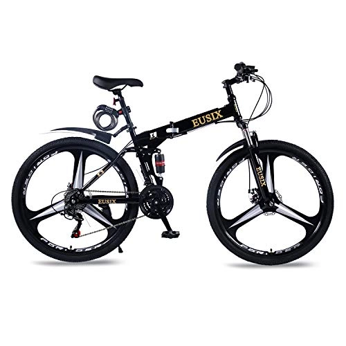 Mountain Bike : EUSIX X9 Men Mountain Bike Women Bicycle 24 Speed 27.5 Inches High-carbon Steel Frame MTB 27.5 Inches Wheels with Suspension and Disc Brake Folding Bike for Men and Women