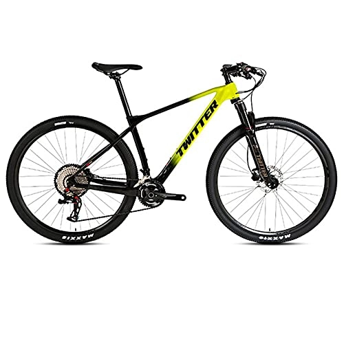 Mountain Bike : EWYI Variable Speed Mountain Bike, 27.5 / 29'' Carbon Fiber MTB, Cross-country Student Bicycle Shock Absorption Magnesium-aluminum Alloy Wire-controlled Air Fork Black Yellow-29