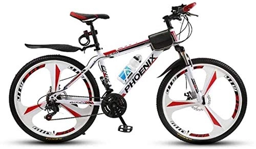Mountain Bike : Fast lfc xy Mountain bikes (unisex) 21 / 24 / 27 speed mountain bike 26 inches high carbon steel frame 3 spoke wheel with disc brakes and the suspension fork Essential ( Color : Red , Size : 21 Speed )