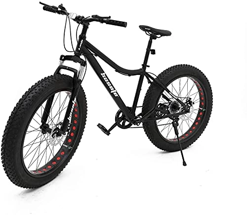 Mountain Bike : Fat Tire Mens Mountain Bikes, 26 inch 27 Speed Double Disc Brake Snow Bike, Suspension Fork High-Carbon Steel Frame Sand Bike