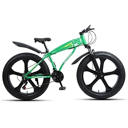 Mountain Bike : Fat Tire Mountain Bike, 21 Speed, Special Shaped Frame, One Word Handlebar, with High Carbon Steel Frame, Double Disc Brake and Front Suspension Ant Slip Bikes with 26 Inch Wheels