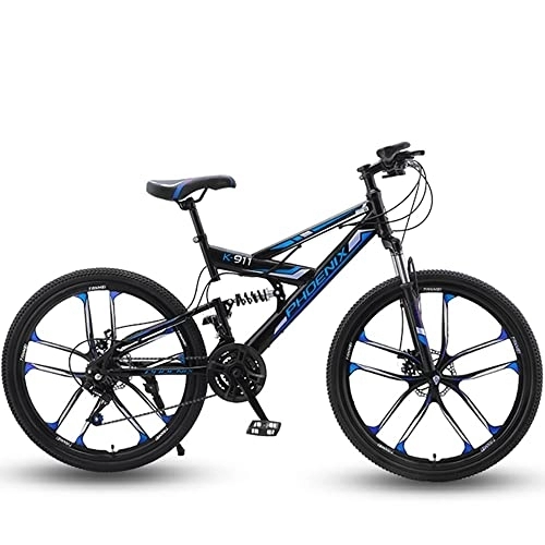Mountain Bike : FAXIOAWA 26-inch Mountain Bike, 21 / 24 / 27 / 30 Speed Gear System Mountain Bicycle With High Carbon Steel Frame and Double Disc Brake, Dual Suspension Unisex Adult Mountain Bicycle, Road Bike