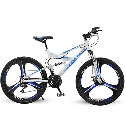 Mountain Bike : FAXIOAWA 26 Inch Mountain Bike with 21 / 24 / 27 / 30 Speeds, All-Terrain Bicycle with Full Suspension Dual V-Brakes Adjustable Seat for Dirt Sand Snow More, Adult Road Bike for Men or Women