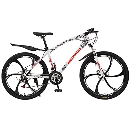 Mountain Bike : FBDGNG Adult Bike 21 / 24 / 27 Speed Mountain Bike 26 Inches Wheels MTB Dual Suspension Bicycle With Carbon Steel Frame(Size:21 Speed, Color:White)