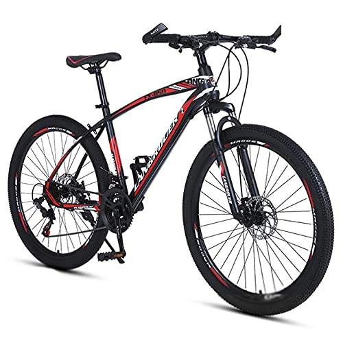 Mountain Bike : FBDGNG Men's Mountain Bike 26 Inch Steel Frame 21 / 24 / 27-speed Dual Disc Bicycles With Lockable Shock Absorber Front Fork For A Path, Trail & Mountains(Size:21 Speed, Color:Red)