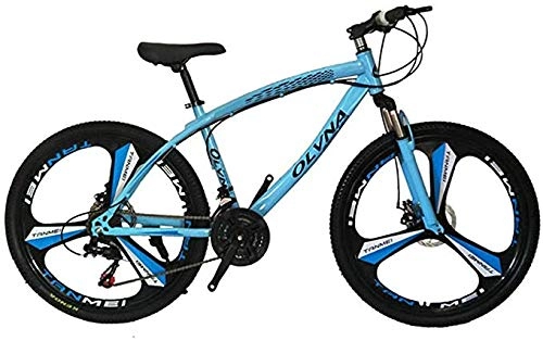 Mountain Bike : Feeyond High-Carbon Steel Hard-Tail Mountain Bike, 26-Inch Rim Off-Road Bike, 27-Speed Bicycle, Full Suspension MTB Gear, Double Disc Brake, Mountain 3 Cutter Wheels, Blue