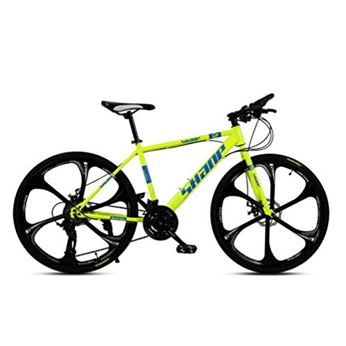 Mountain Bike : FENGFENGGUO Adult Mountain Bike Bicycle 26 Inch 21 / 24 / 27 / 30 Speed Dual Disc Brake Integrated Off-Road Variable Speed Sports Bike, Yellow, 24 speed