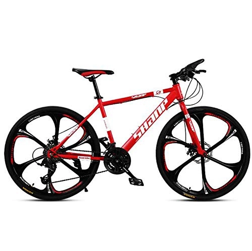 Mountain Bike : FENGFENGGUO Adult Mountain Bike Bicycle 26 Inch 21 / 24 / 27 / 30 Speed Dual Disc Brake One Wheel Off-Road Variable Speed Male And Female Student Bicycle, Red, 21 speed