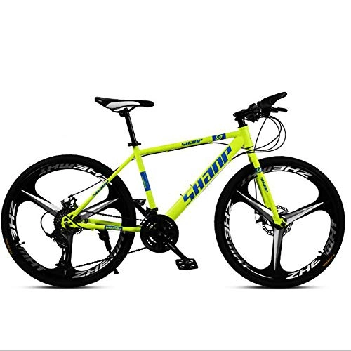 Mountain Bike : FENGFENGGUO Mountain Bike Bicycle 26 Inch 21 / 24 / 27 / 30 Speed Dual Disc Brake One Wheel Off-Road Variable Speed Adult Bicycle Outdoor Sports, Yellow, 21 speed