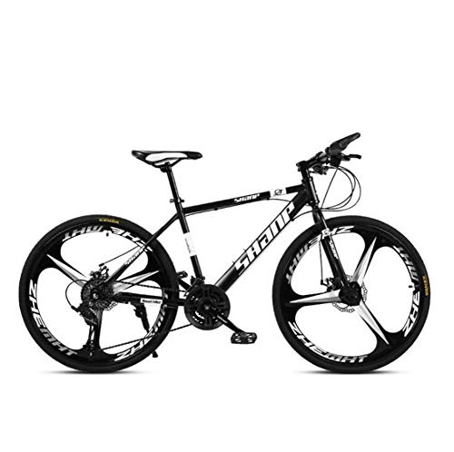 Mountain Bike : FENGFENGGUO Mountain Bike Bicycle 26 Inch 21 / 24 / 27 / 30 Speed Dual Disc Brake One Wheel Off-Road Variable Speed Male And Female Bicycle Outdoor Sports, Black, 21 speed