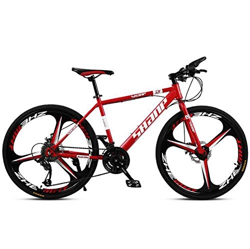 Mountain Bike : FENGFENGGUO Mountain Bike Bicycle 26 Inch 21 / 24 / 27 / 30 Speed Dual Disc Brake One Wheel Off-Road Variable Speed Men And Women Outdoor Sports, Red, 21 speed