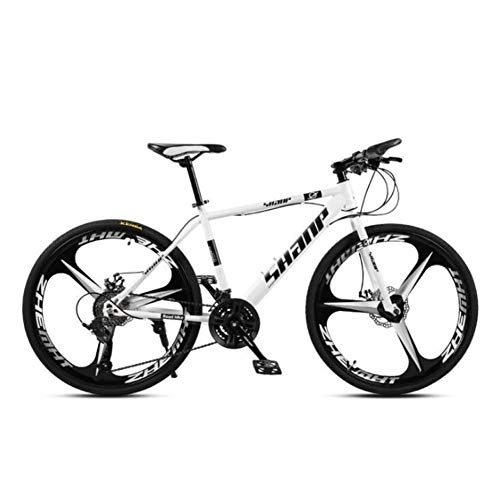 Mountain Bike : FENGFENGGUO Mountain Bike Bicycle 26 Inch 21 / 24 / 27 / 30 Speed Dual Disc Brake One Wheel Off-Road Variable Speed Outdoor Sports, White, 21 speed
