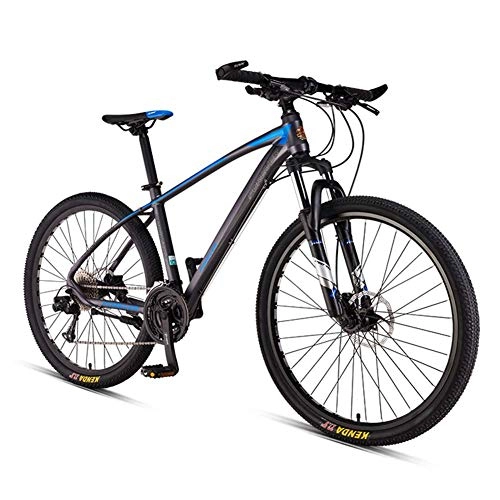 Mountain Bike : FHKBK 33-Speed Hardtail Mountain Bikes for Men Women, All Terrain Adults Mountain Trail Bicycle with Adjustable Seat, Dual Disc Brake & Front / Full Suspension, Blue Spokes, 26inch