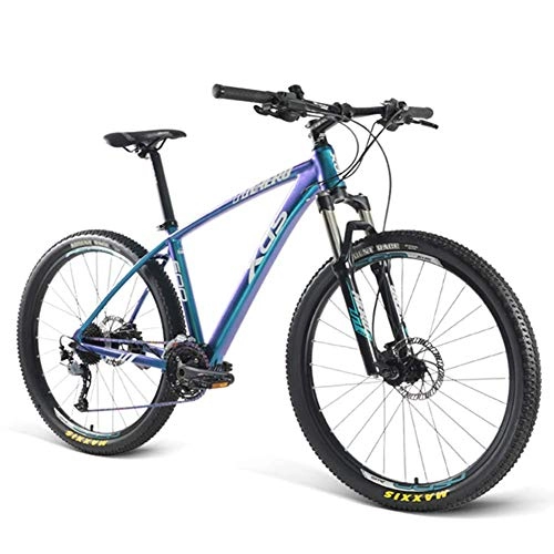 Mountain Bike : FHKBK Hardtail Mountain Bikes 27 Speed, 27.5 Inch Mountain Trail Bike for Men or Women, Adults All Terrain Commuter Bicycle, Adjustable Seat & Hydraulic disc brake, Fog Blue Violet, A