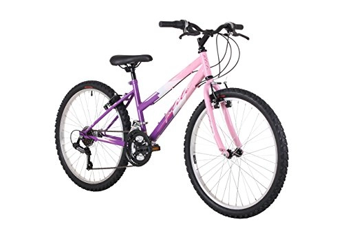 Mountain Bike : Flite Delta Girls' Mountain Bike Pink, 14" inch steel frame, 18 speed front and rear v-style break sram mxr rotational shifters