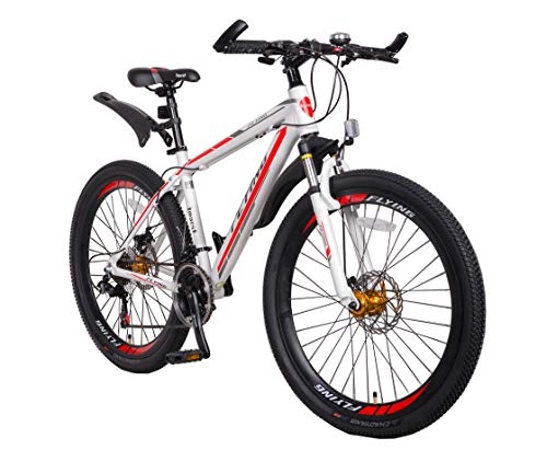 Mountain Bike : Flying Unisex's 21 Speeds Mountain bikes Bicycles Shimano Alloy Frame with Warranty, White, 26