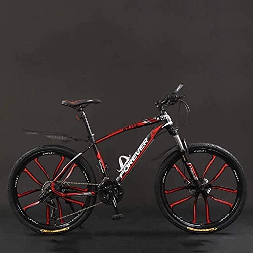 Mountain Bike : FMOPQ Bicycle 26 inch 21 / 24 / 27 / 30 Speed Mountain Bikes Hard Tail Mountain Bicycle Lightweight Bicycle with Adjustable Seat Double Disc Brake 6-6 Black Re