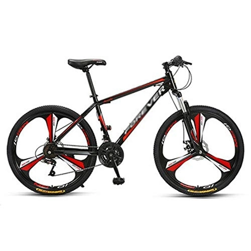 Mountain Bike : FOGUO 26 Inch Mens Fat Tire Mountain Bike, Anti-stab No Noise Beach Snow Bikes, Double Disc Brake Bicycle, Lightweight High-Carbon Steel Frame, 24 Speed, Red