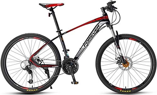 Mountain Bike : Forever Adult MTB Mountain Bike, Hardtail Bicycle with Adjustable Seat, YE880, 27.5 inch, 30 Speed, Aluminum Alloy Frame, Black-Red, Hydraulic Disc Brake