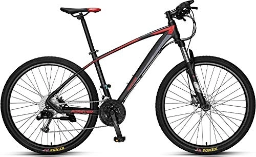 Mountain Bike : Forever Adult MTB Mountain Bike, Hardtail Bicycle with Adjustable Seat, YE880, 27.5 inch, 33 Speed, Aluminum Alloy Frame, Black-Red, Hydraulic Disc Brake