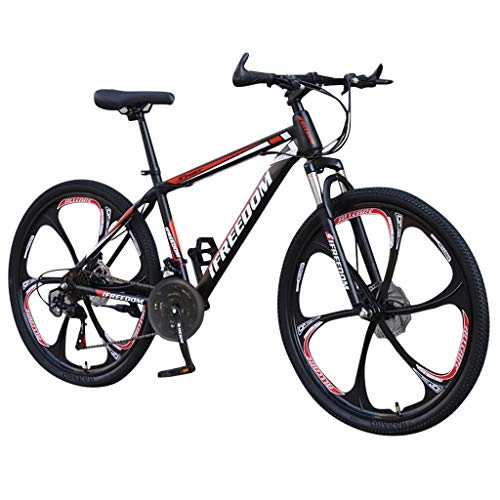 Mountain Bike : Foruneed Mountain Bike for Men 26inch Carbon Steel Mountain Bike 24 Speed Bicycle Full Suspension MTB - Simple Style (Black)