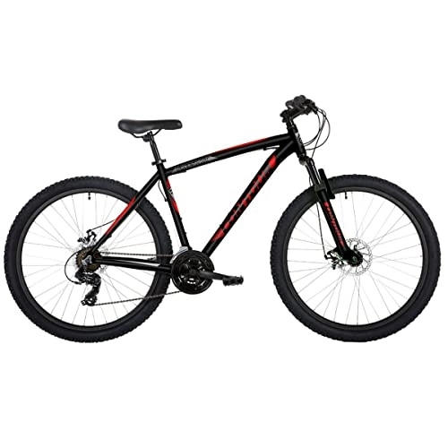 Mountain Bike : Freespirit Contour Adults Hardtail Mountain Bike, 27.5" Wheel, 18 Speed, 18" Frame, Disc Brakes - Black / Red