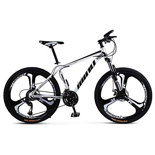 Mountain Bike : FSXJD 26 Inch Mountain Bike Full Suspension Lightweight Bicycle Easy Install for Students Adults Racing Bike-26 White and black