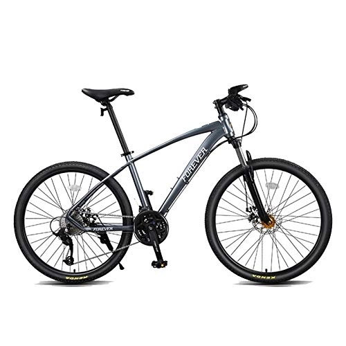 Mountain Bike : FUFU Mountain Cross-country Bike Men And Women Variable Speed Bicycle Dual Shock Absorber Lightweight Sports Car Aluminum Alloy (Color : Grey)