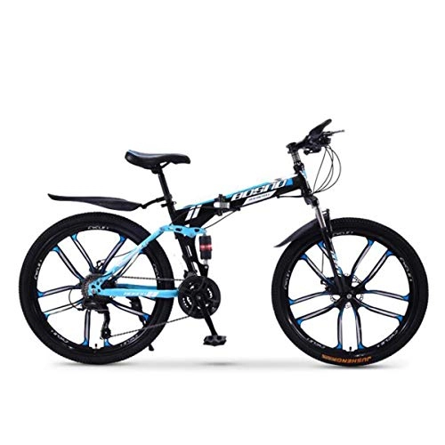 Mountain Bike : Full Dual-Suspension Mountain Bike, Featuring Steel Frame and 26-Inch Wheels with Mechanical Disc Brakes, 24-Speed Shimano Drivetrain, in Multiple Colors, 9, 21speed