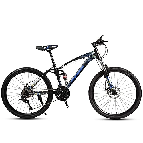 Mountain Bike : Full Suspension Mountain Bike 26 Inches Wheel 21 / 24 / 27 / 30 Speed Gear System With High Carbon Steel Frame, Front and Rear Disc Brake, Dual Suspension Unisex Adult Mountain Bicycle