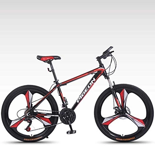 Mountain Bike : G.Z Adult Mountain Bikes, Aluminum Alloy Bikes, Variable Speed Bikes, 26 Inch High Carbon Steel Road Bikes, Spoke Terms, Black red, 24 speed