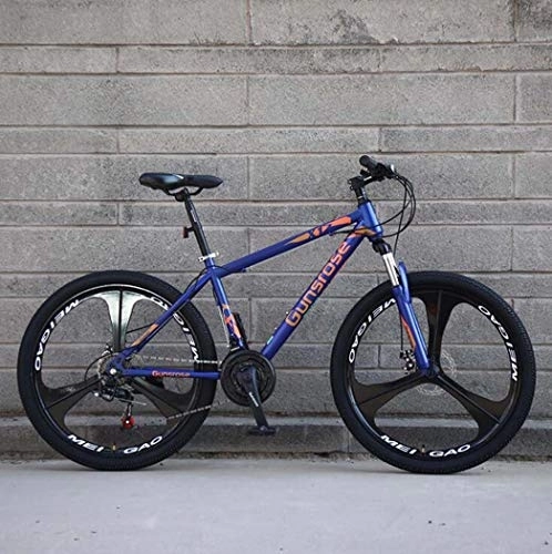 Mountain Bike : G.Z Mountain Bike, Carbon Steel Mountain Bike with Dual Disc Brakes, 21-27 Speed Option, 24-26 Inch Wheel Bike, Adult Bicycle Blue, A, 24 inch 21 speed