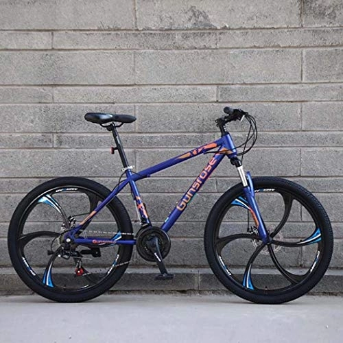 Mountain Bike : G.Z Mountain Bike, Carbon Steel Mountain Bike with Dual Disc Brakes, 21-27 Speed Option, 24-26 Inch Wheel Bike, Adult Bicycle Blue, B, 24 inch 24 speed