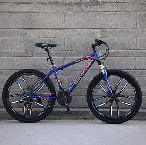 Mountain Bike : G.Z Mountain Bike, Carbon Steel Mountain Bike with Dual Disc Brakes, 21-27 Speed Option, 24-26 Inch Wheel Bike, Adult Bicycle Blue, C, 24 inch 21 speed
