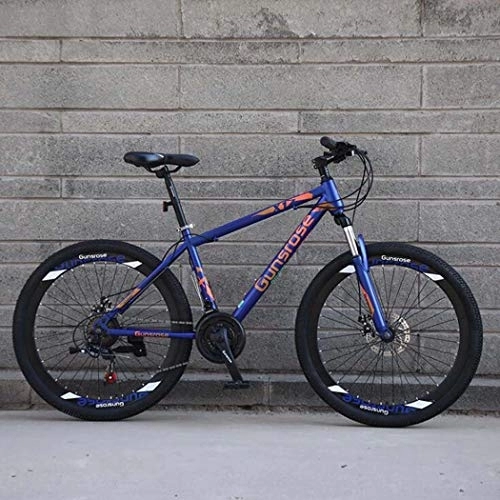 Mountain Bike : G.Z Mountain Bike, Carbon Steel Mountain Bike with Dual Disc Brakes, 21-27 Speed Option, 24-26 Inch Wheel Bike, Adult Bicycle Blue, D, 24 inch 21 speed