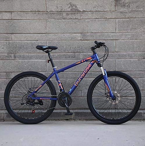 Mountain Bike : G.Z Mountain Bike, Carbon Steel Mountain Bike with Dual Disc Brakes, 21-27 Speed Option, 24-26 Inch Wheel Bike, Adult Bicycle Blue, E, 24 inch 21 speed