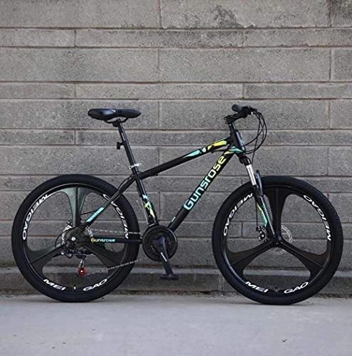 Mountain Bike : G.Z Mountain Bikes, Carbon Steel Mountain Bikes with Dual Disc Brakes, 21-27 Speed Options, 24-26 Inch Wheel Bikes, Adult Bikes, Black And Green, A, 24 inch 21 speed
