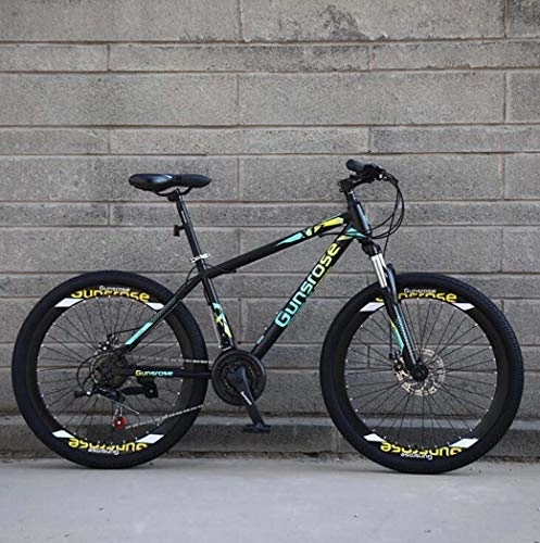 Mountain Bike : G.Z Mountain Bikes, Carbon Steel Mountain Bikes with Dual Disc Brakes, 21-27 Speed Options, 24-26 Inch Wheel Bikes, Adult Bikes, Black And Green, D, 24 inch 27 speed