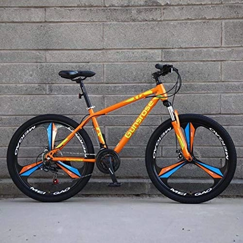 Mountain Bike : G.Z Mountain bikes, carbon steel mountain bikes with dual disc brakes, 21-27 speed options, 24-26 inch wheel bikes, student bikes Orange, A, 26 inch 24 speed