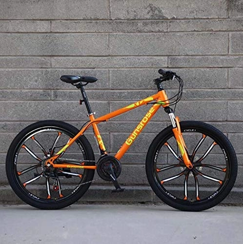 Mountain Bike : G.Z Mountain bikes, carbon steel mountain bikes with dual disc brakes, 21-27 speed options, 24-26 inch wheel bikes, student bikes Orange, C, 24 inch 21 speed
