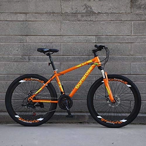 Mountain Bike : G.Z Mountain bikes, carbon steel mountain bikes with dual disc brakes, 21-27 speed options, 24-26 inch wheel bikes, student bikes Orange, D, 26 inch 27 speed