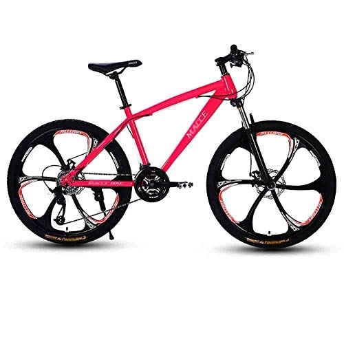 Mountain Bike : GAOTTINGSD Adult Mountain Bike Adult MTB Bicycle Road Bicycles Mountain Bike For Men And Women 24In Wheels Adjustable Speed Double Disc Brake (Color : Pink, Size : 24 speed)
