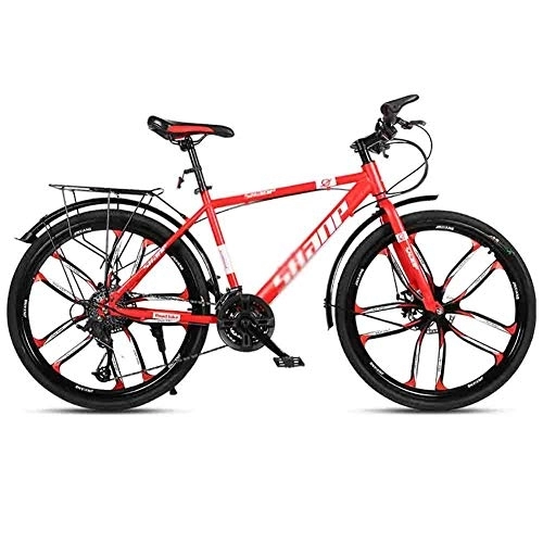 Mountain Bike : GAOTTINGSD Adult Mountain Bike Bicycle Adult Road Bicycles Mountain Bike MTB Adjustable Speed For Men And Women 26in Wheels Double Disc Brake (Color : Red, Size : 30 speed)