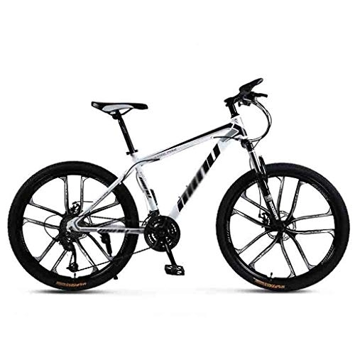 Mountain Bike : GAOTTINGSD Adult Mountain Bike Bicycle Mountain Bike Adult MTB Light Road Bicycles For Men And Women 24 / 26 Inch Wheels Adjustable Speed Double Disc Brake (Color : White-26in, Size : 24 Speed)