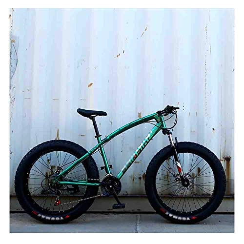 Mountain Bike : GAOTTINGSD Adult Mountain Bike Bicycle Mountain Bike MTB Adult Beach Snowmobile Bicycles For Men And Women 24IN Wheels Adjustable Speed Double Disc Brake (Color : Green, Size : 7 speed)