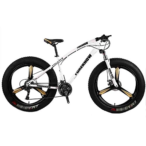 Mountain Bike : GAOTTINGSD Adult Mountain Bike Bicycle MTB Adult Beach Bike Snowmobile Bicycles Mountain Bikes For Men And Women 26IN Wheels Adjustable Speed Double Disc Brake (Color : White, Size : 24 speed)